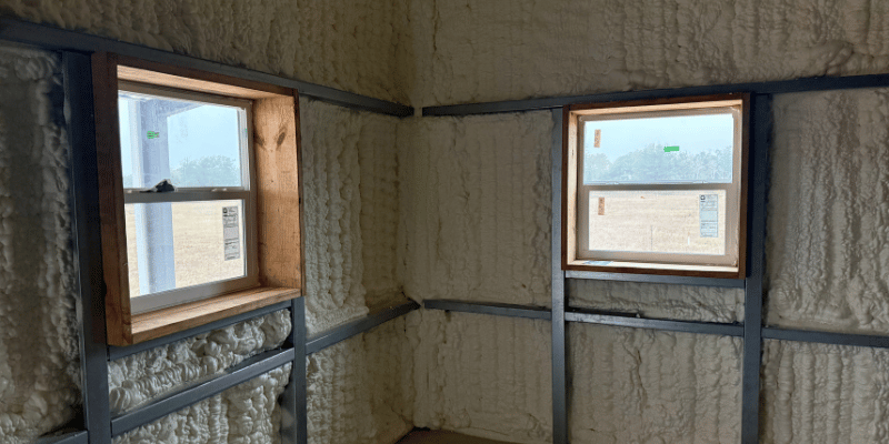 interior of metal building showing insulation