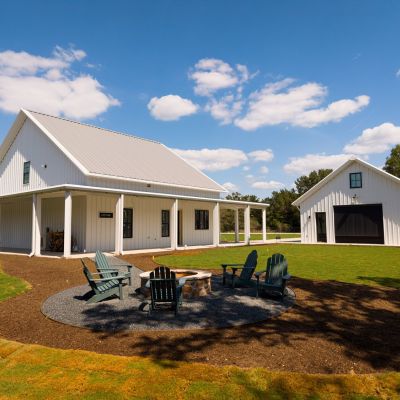 anderson-tx-barndominium-wraparound-porch-fire-pit-shop
