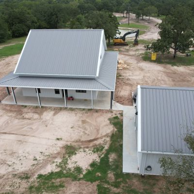 aerial-metal-farmhouse-detached-garage-college-station-area