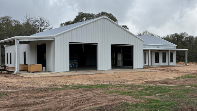 pre-engineered metal building on rural property showing added land value and functional space