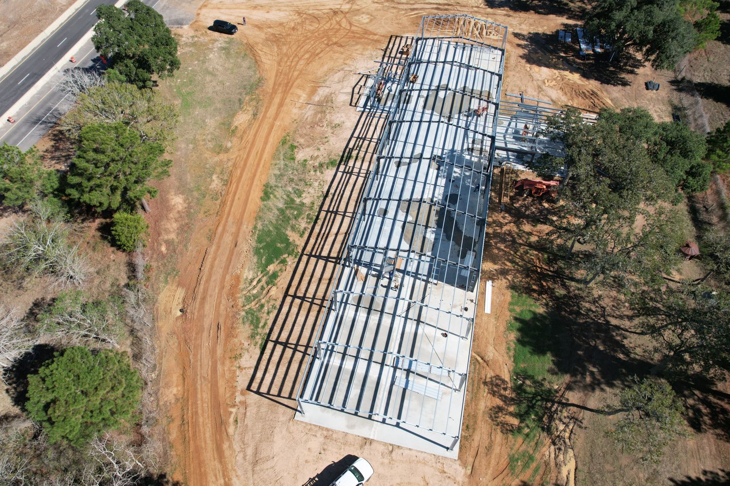 metal-building-frame-erection-drone-view-columbus-tx